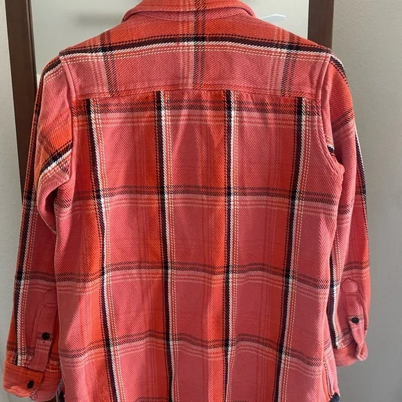 Outerknown Surf Ranch Salmon Plaid Blanket Shirt - Picture 2 of 6